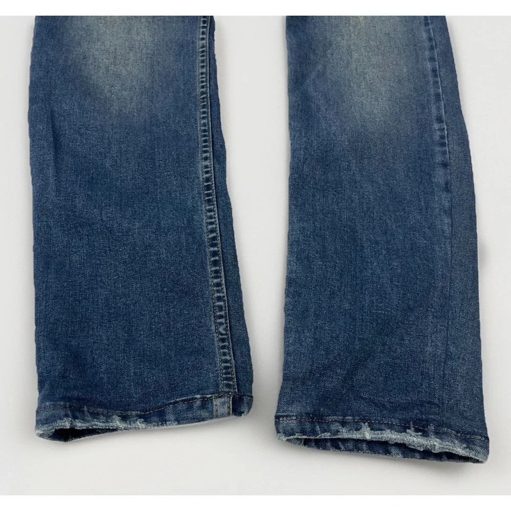 Big‎ John Skinny Jeans Sz 32x29 Blue Distressed Stretch Denim Mens